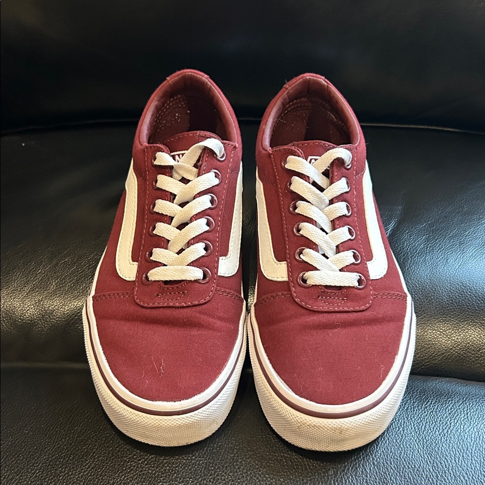 Burgundy and White Sneakers